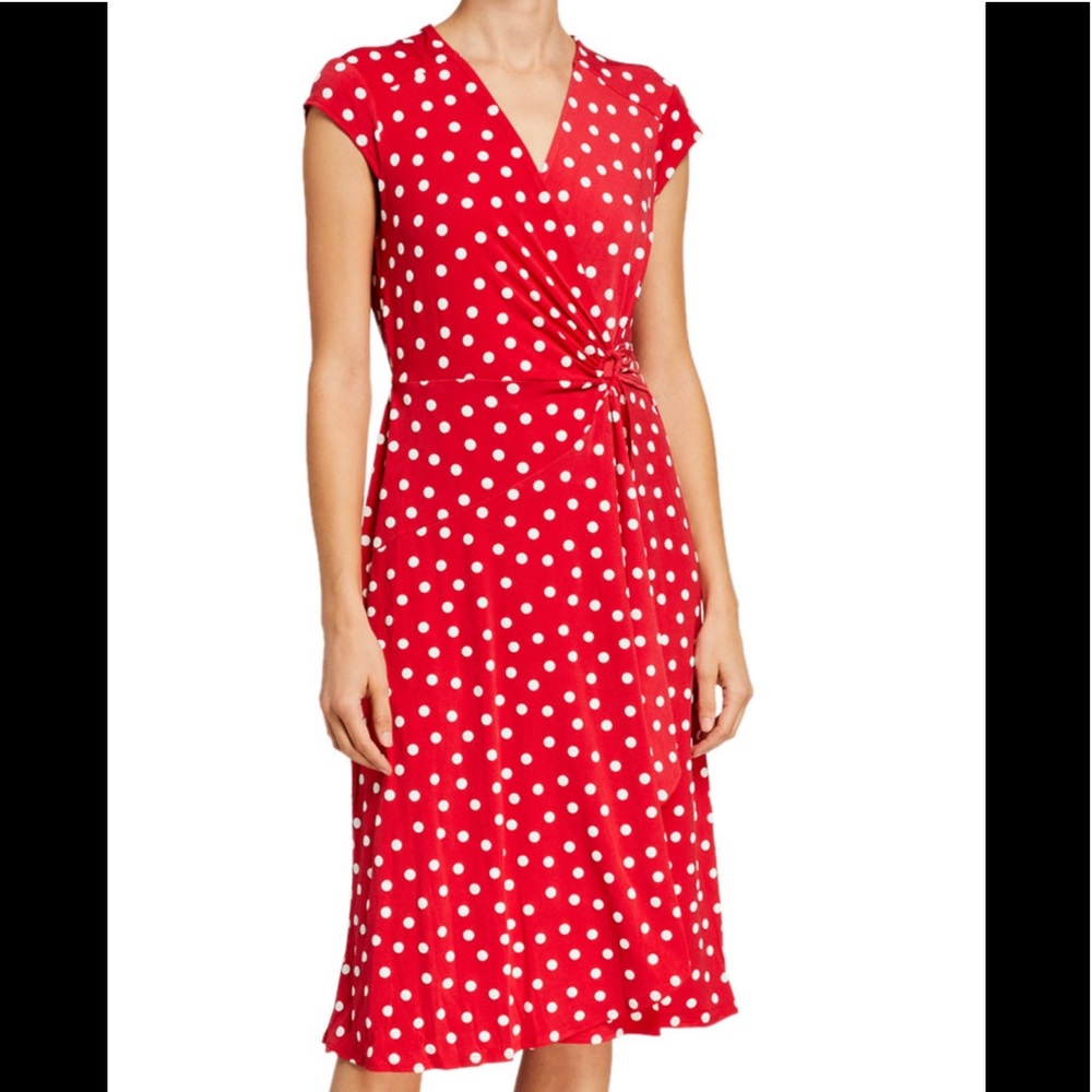 Robbie Bee Surplice Dot Wrap Dress